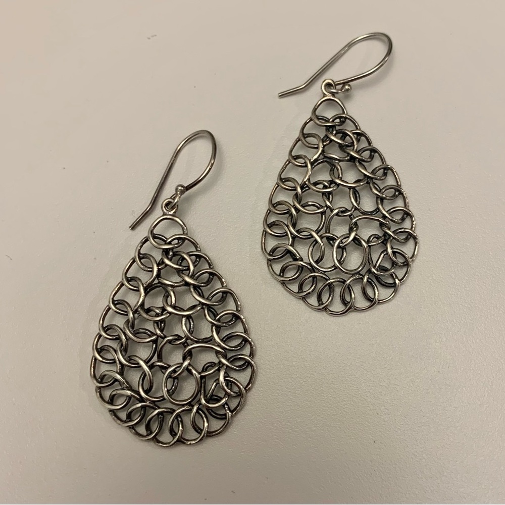 Silpada RARE HTF Sterling Woven Mesh Teardrop Dangle Earrings on French Wires